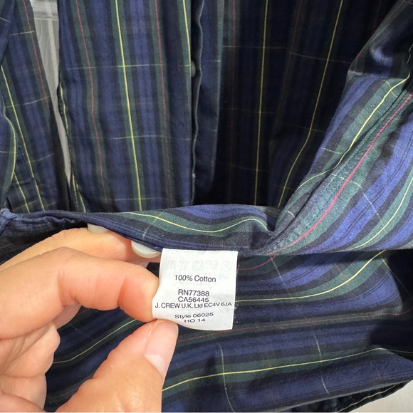 J.crew Men's Blue and Green tartan Plaid Shirt Sz M (15-15.5) - Picture 4 of 6